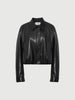 Cropped Faux Leather Raglan  Jacket