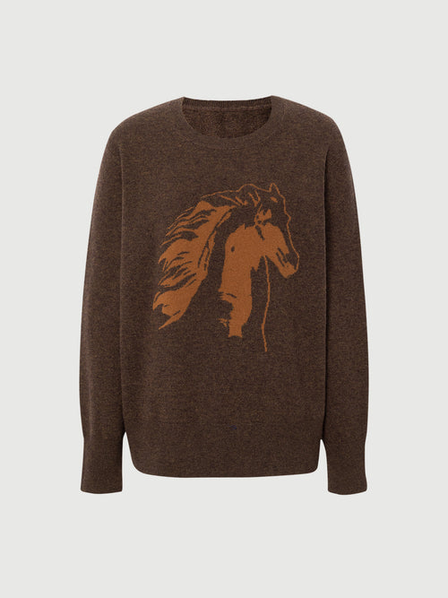 Load image 1 in gallery view. Pure Wool Animal Graphic Sweater