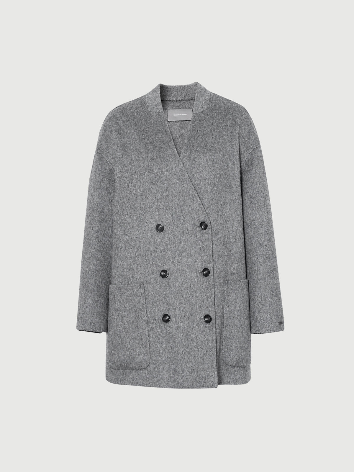 Wool Double-Breasted Wool Coat with Scarf