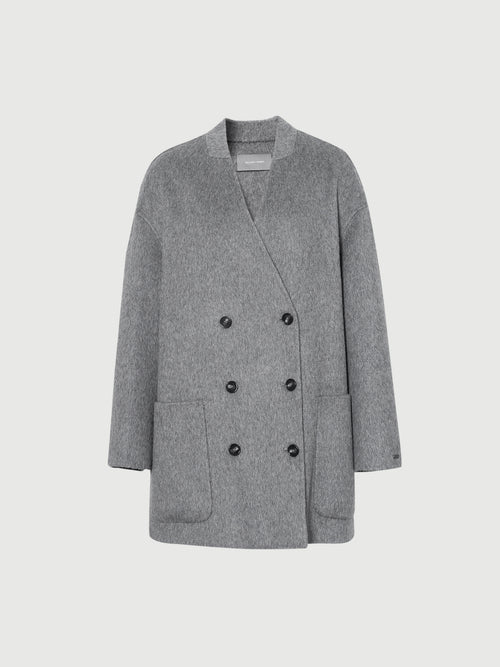 Load image 1 in gallery view. Wool Double-Breasted Wool Coat with Scarf