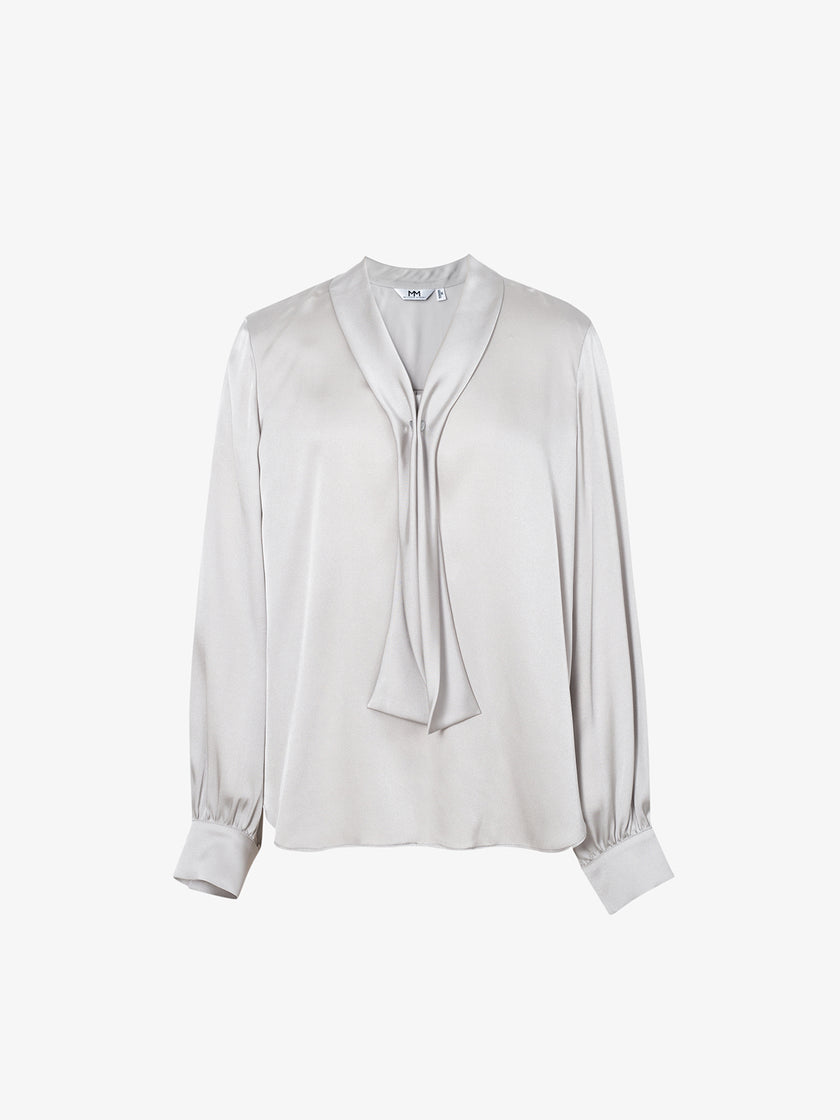 Tie-Neck Silk Shirt