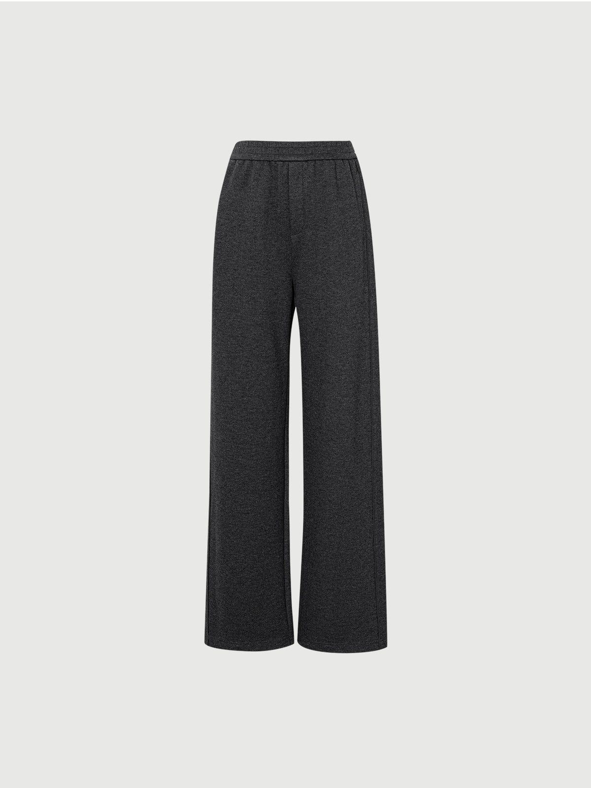 Dark Gray Elastic Waist Straight Pants