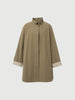 Cotton Stand-Collar Buttoned Raglan-Sleeve Trench Coat