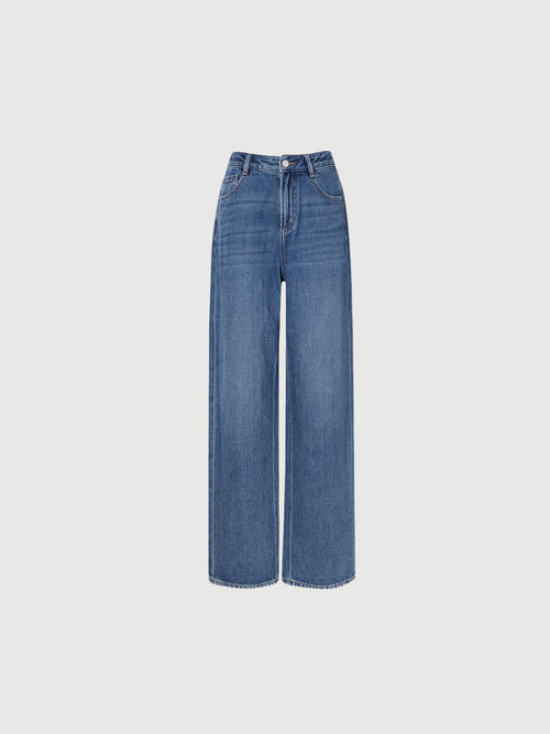 Load image 1 in gallery view. Straight Fit Pure Cotton Jeans