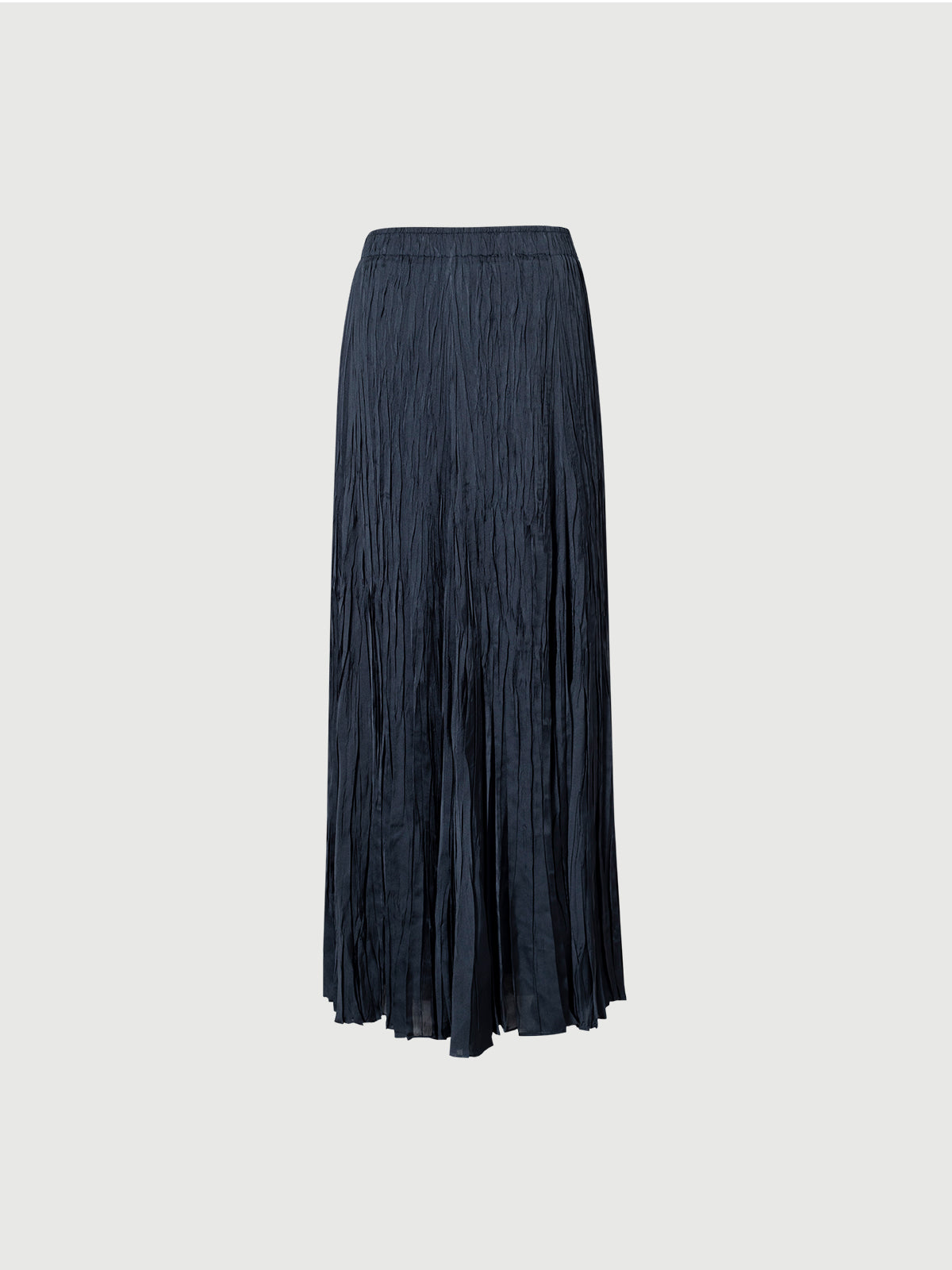 Elastic-Waist Pleated Maxi Skirt