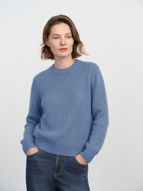 Load image 1 in gallery view. Lightweight Cashmere-Silk Crewneck Sweater