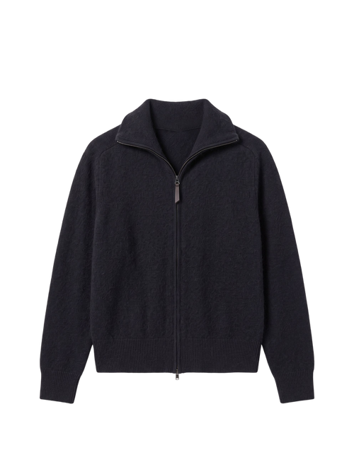 Load image 1 in gallery view. Cable-Sleeve Zip Cashmere Cardigan