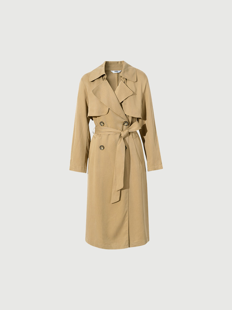 Pure Lyocell Large Lapel Trench Coat