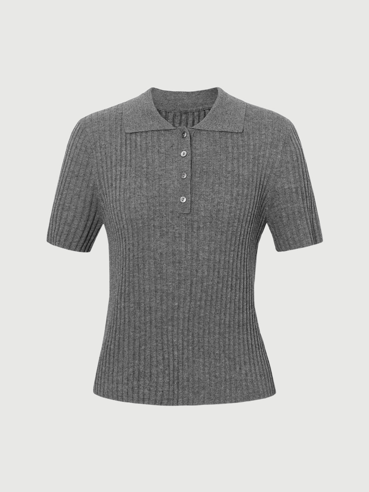 Polo Ribbed Knit Top