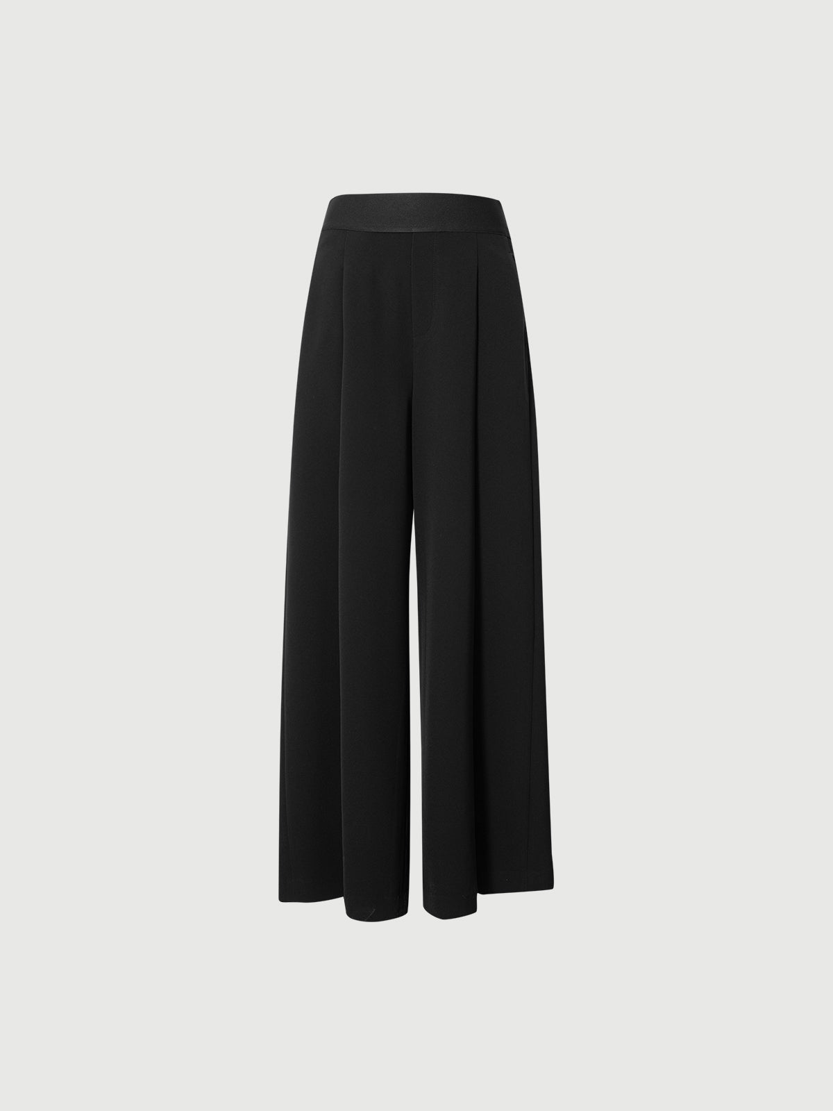 Black Wide-Leg Tailored Trousers