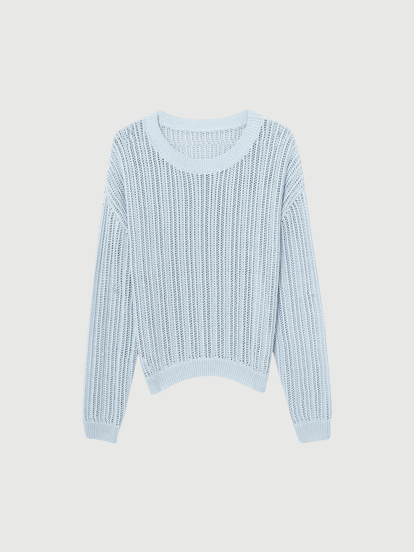 Crew-Neck Cable Knit Sweater
