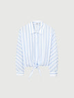 Striped Tie Cotton Blouse