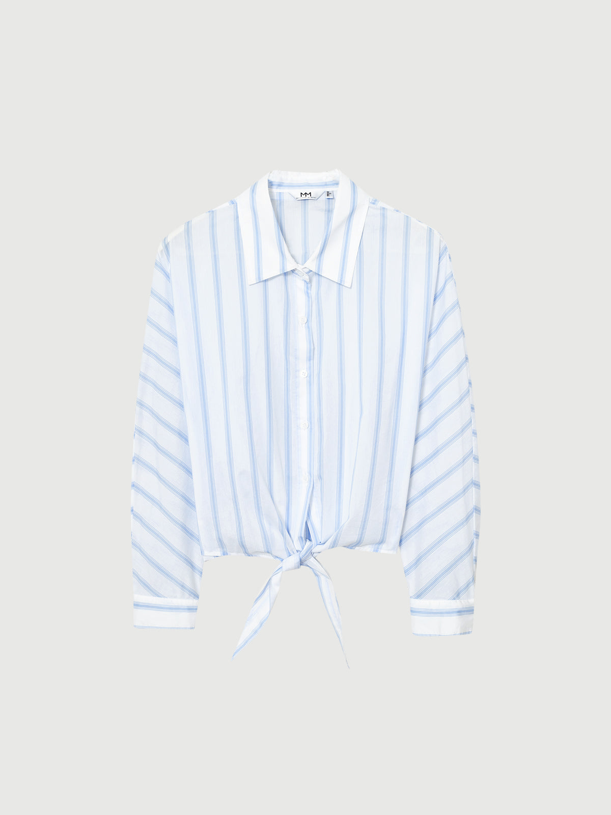 Striped Tie Cotton Blouse