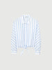 Striped Tie Cotton Blouse