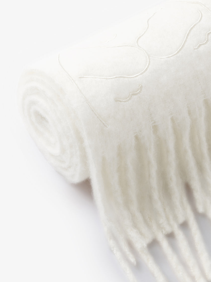 Off-White Animal Print Wool Blend Scarf