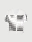 Stripe V Neck Lyocell Knit Cardigan