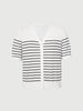 Stripe V Neck Lyocell Knit Cardigan