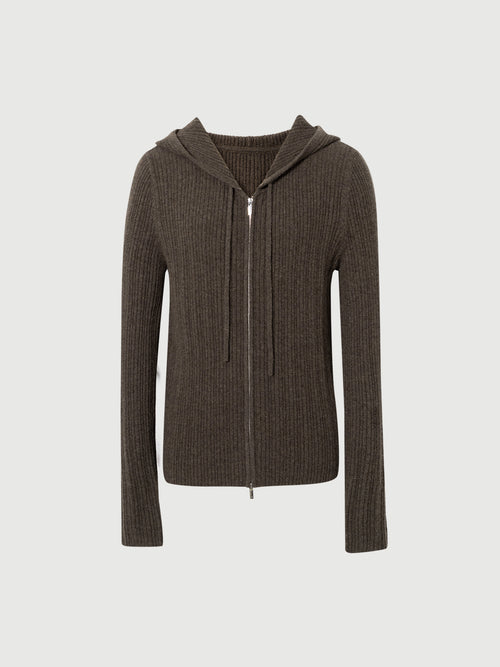 Load image 1 in gallery view. Hooded Zip-Up Cashmere Sweater