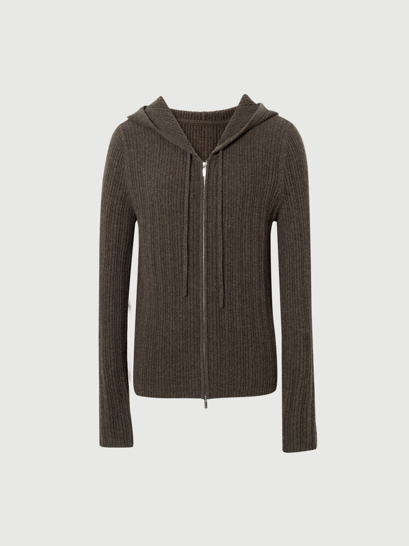 Hooded Zip-Up Cashmere Sweater
