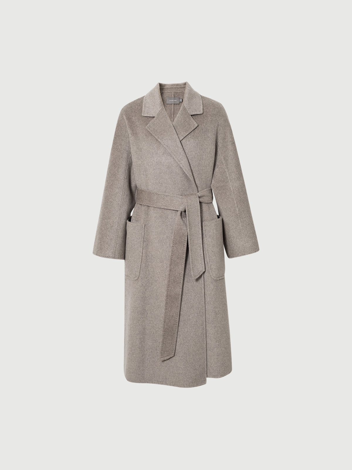 Gray coat with a belt on a light gray background