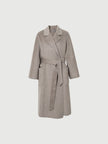 Gray coat with a belt on a light gray background