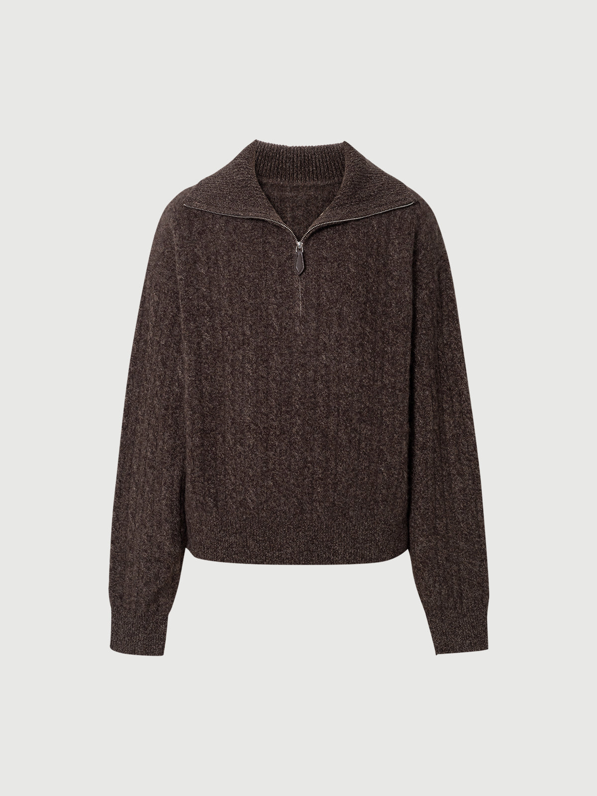 Cable-Knit Cashmere Zip Sweater