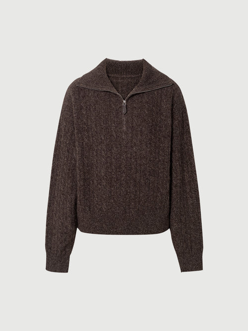Load image 1 in gallery view. Cable-Knit Cashmere Zip Sweater