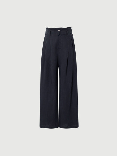 Load image 1 in gallery view. MEILLEUR MOMENT Midnight Blue Lyocell Pants - Front View