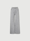 Calça de ganga cinza flare de algodão misto