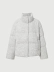 Light gray puffer jacket on a white background