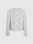 Light Gray Wool-Blend Short Peacoat