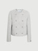Light Gray Wool-Blend Short Peacoat