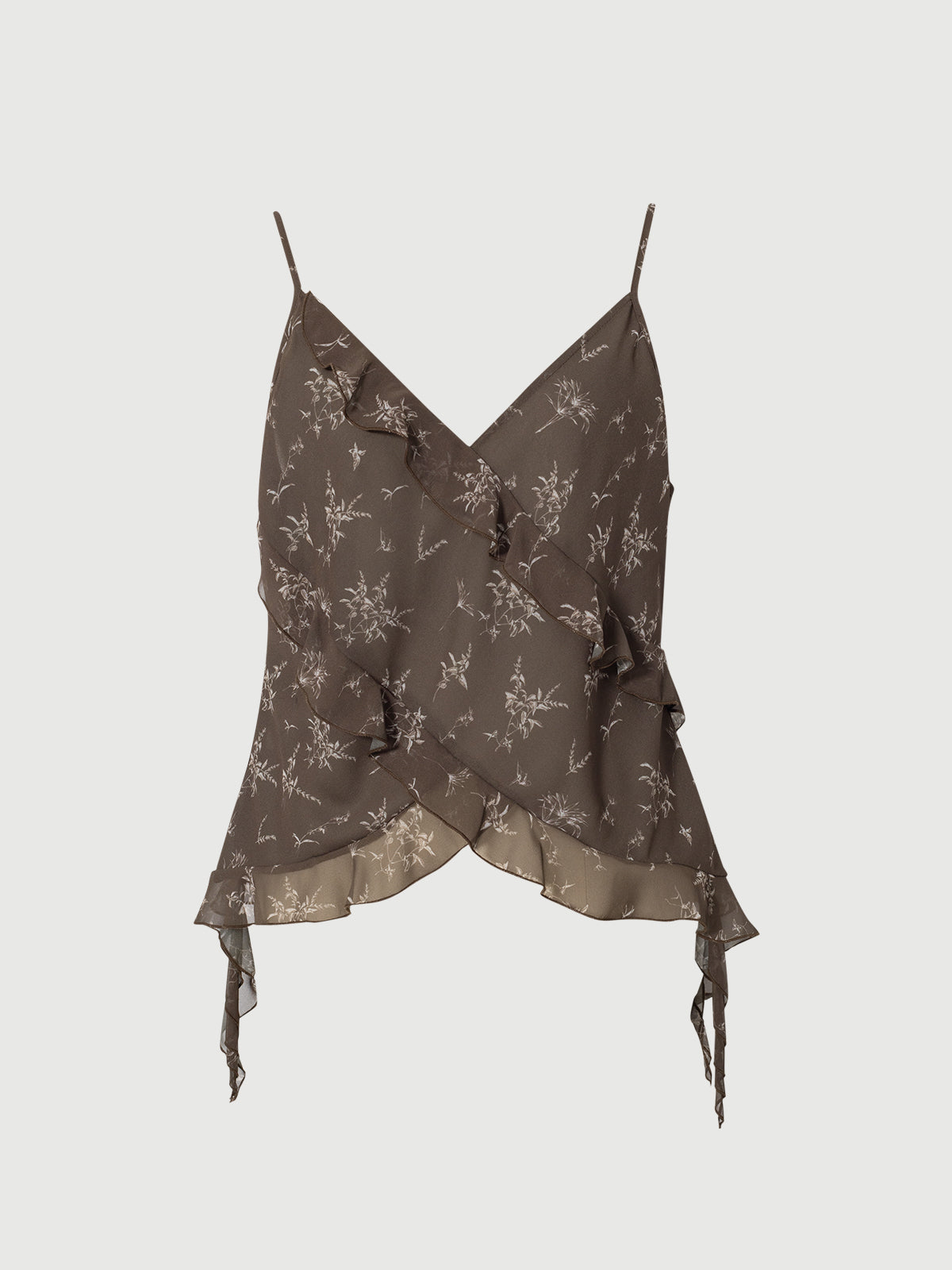 Ruffled V-Neck Printed Cami