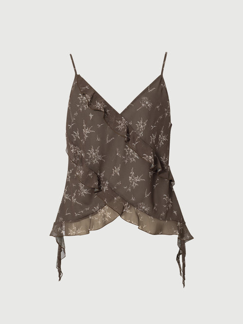 Load image 1 in gallery view. Ruffled V-Neck Printed Cami