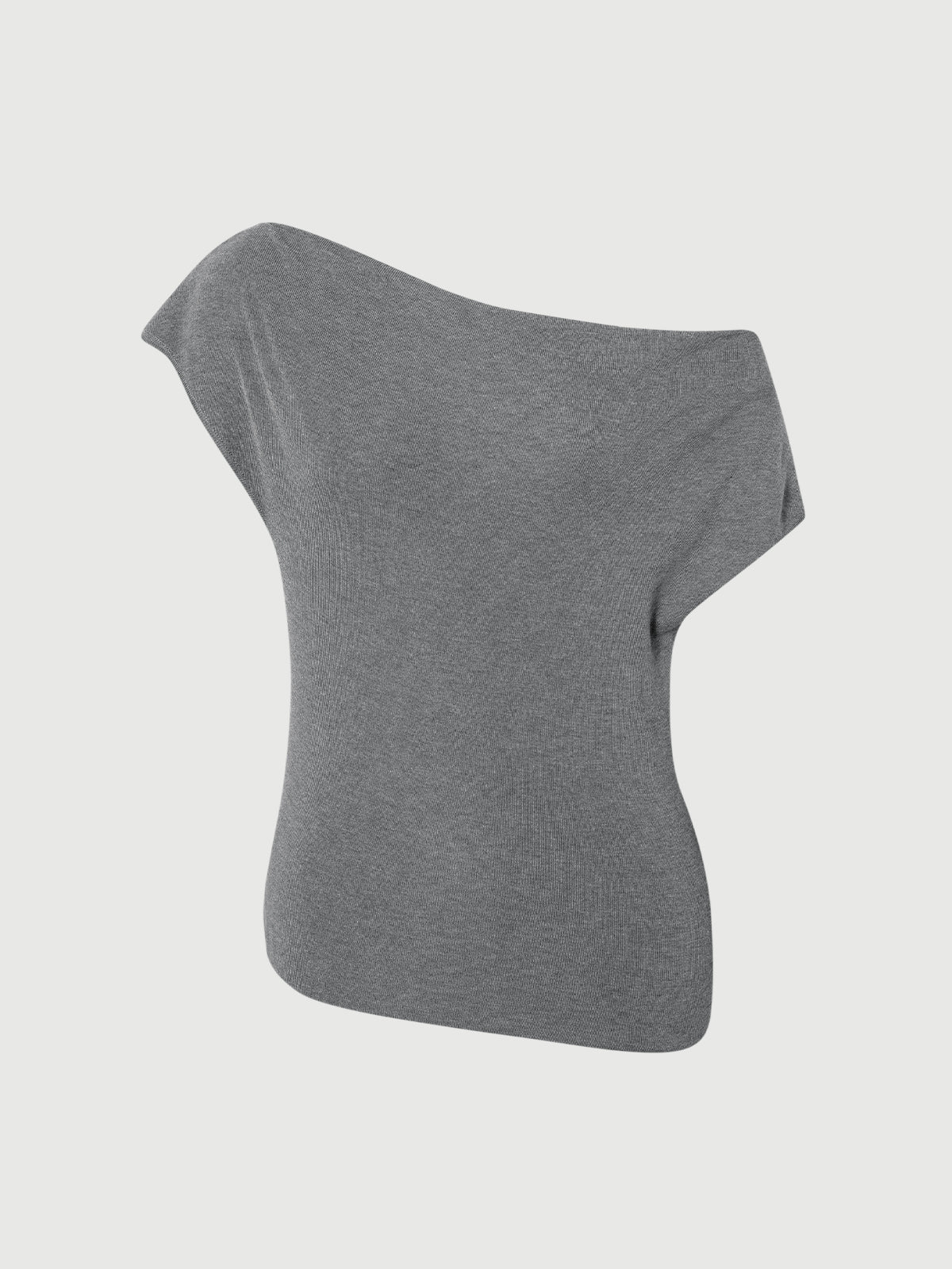 Gray Drape-Neck Top