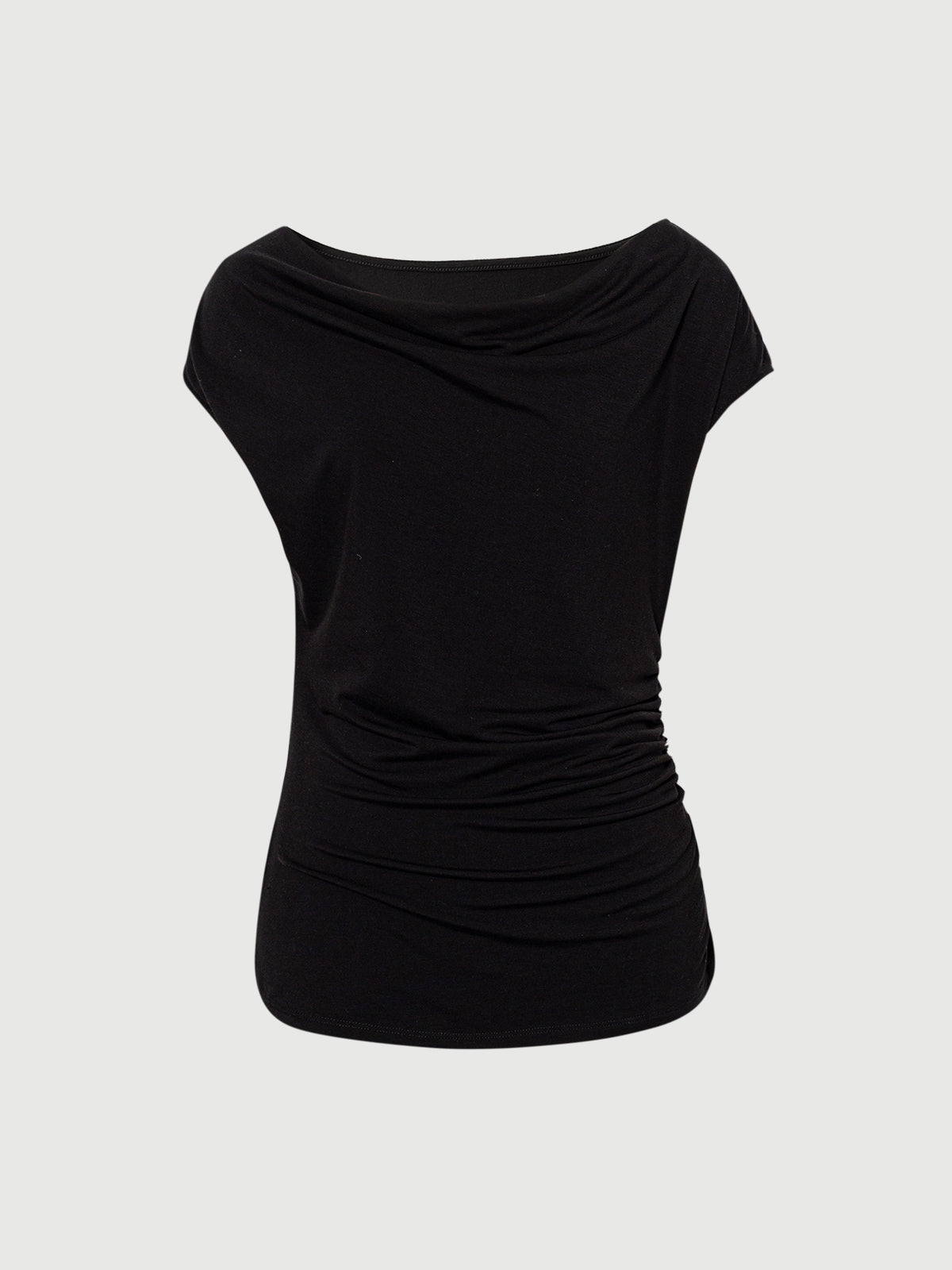Lyocell Draped Neck Sleeveless Fitted Top