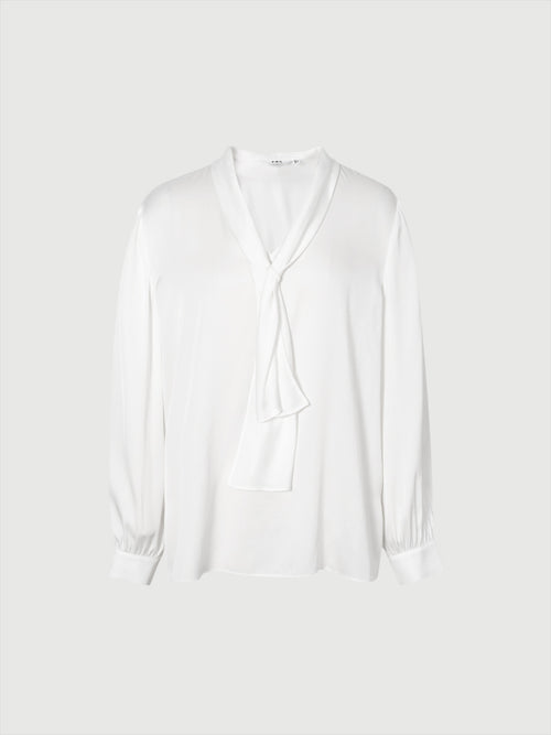 Load image 1 in gallery view. Tie Neck Silk Blouse - MEILLEUR MOMENT OFFICIAL STORE NEW YORK 