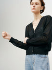 V Neck Buttons Knit Cardigan