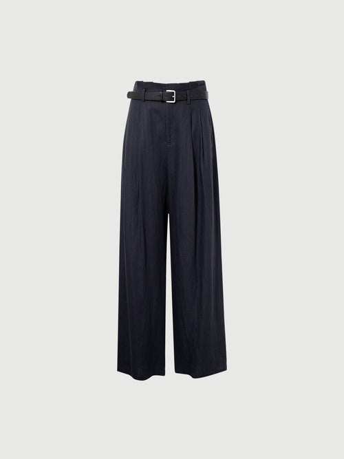Load image 1 in gallery view. Lyocell-Linen Straight-Leg Tailored Pants