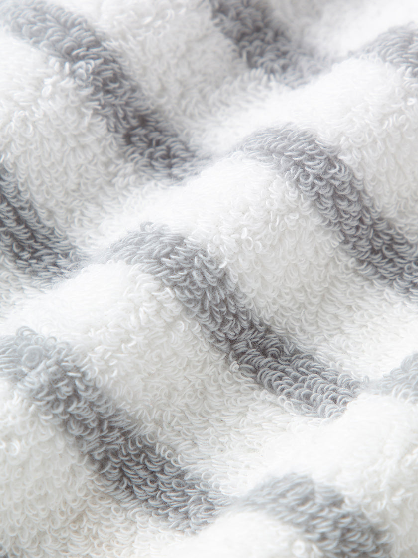 Cotton Gray & White Striped Towel and Bath Set