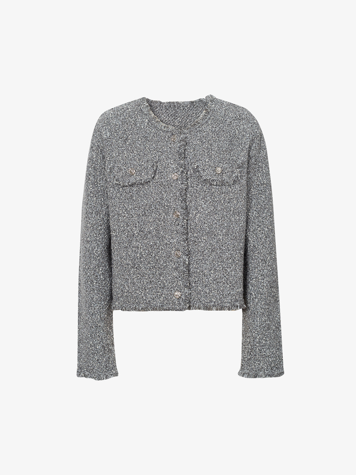 Collarless Tweed Jacket