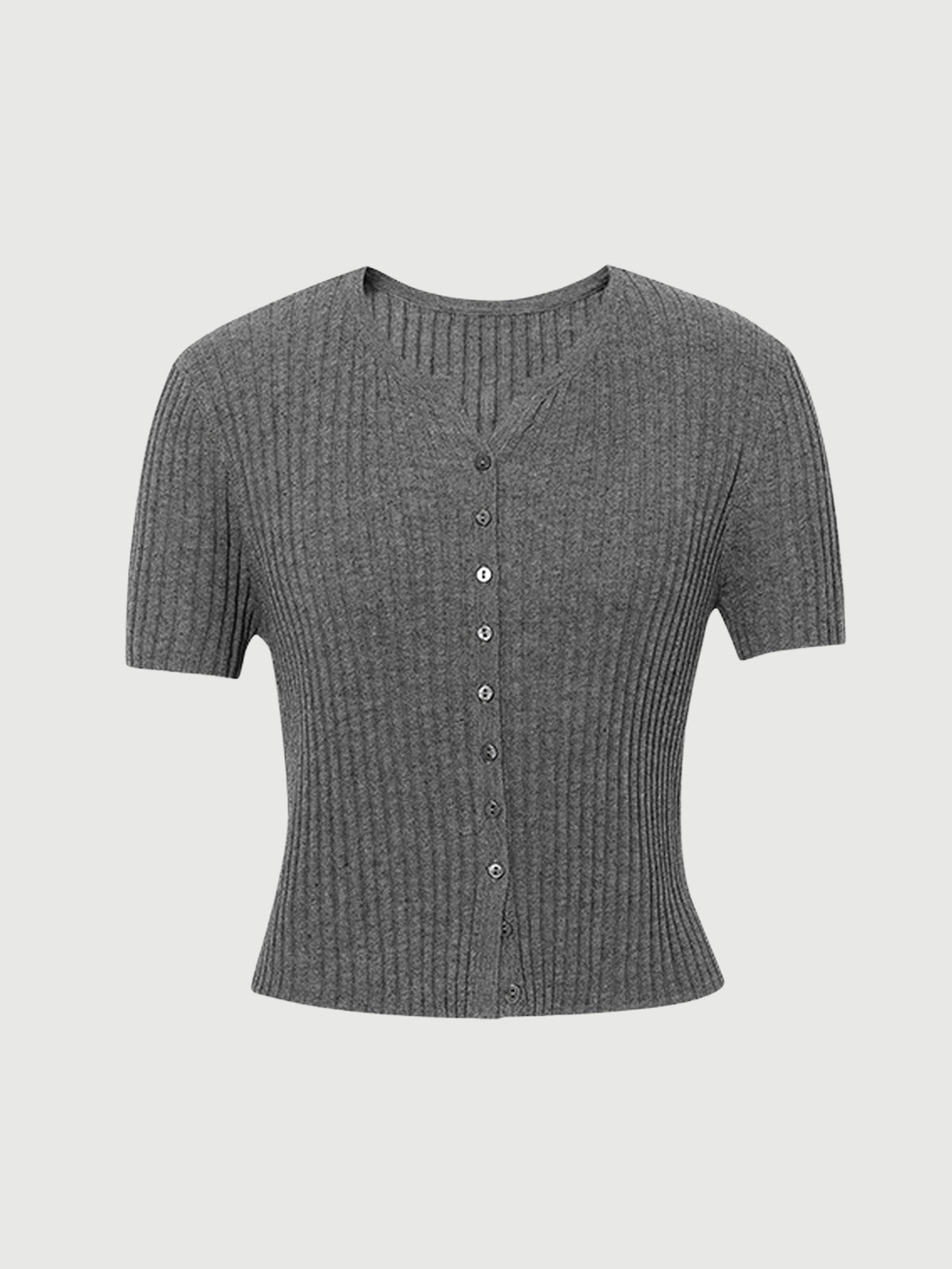 V Neck Short Sleeves Knitwear Top