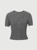 V Neck Short Sleeves Knitwear Top