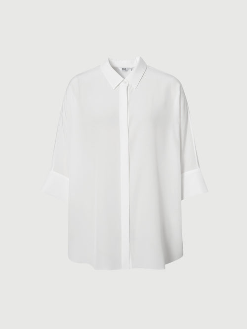 Load image 1 in gallery view. 100% Mulberry Silk Relaxed-Fit Drop-Shoulder Lapel Three-Quarter Sleeve Shirt