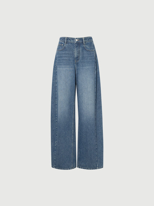 Load image 1 in gallery view. Cotton Wide-Leg Denim Jeans