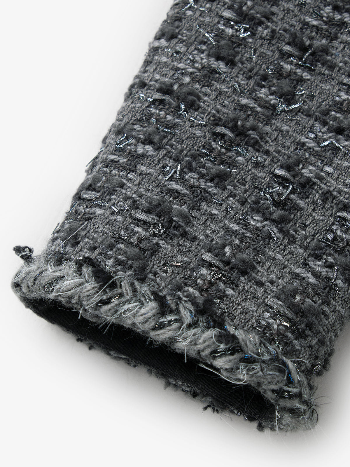 Wool Blend Trim Tweed Jacket