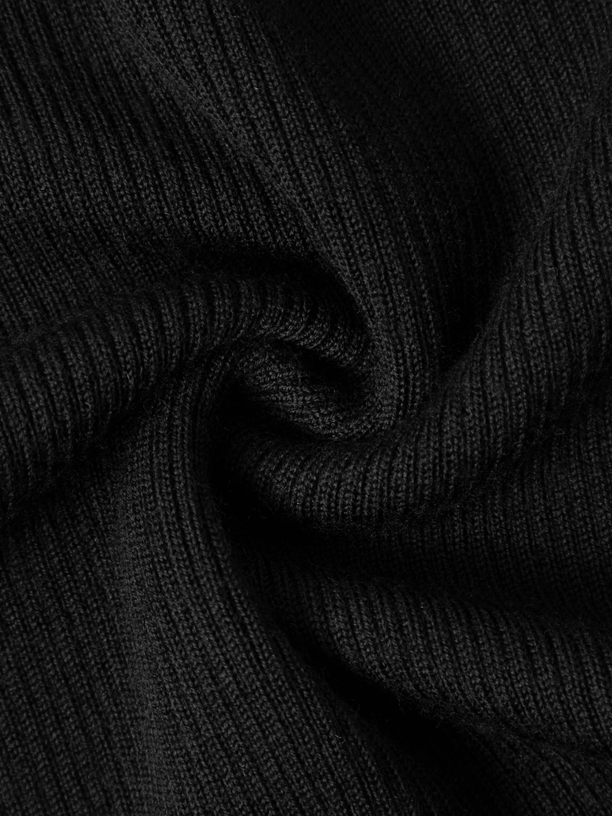 Camisola preta de lã pura de manga curta