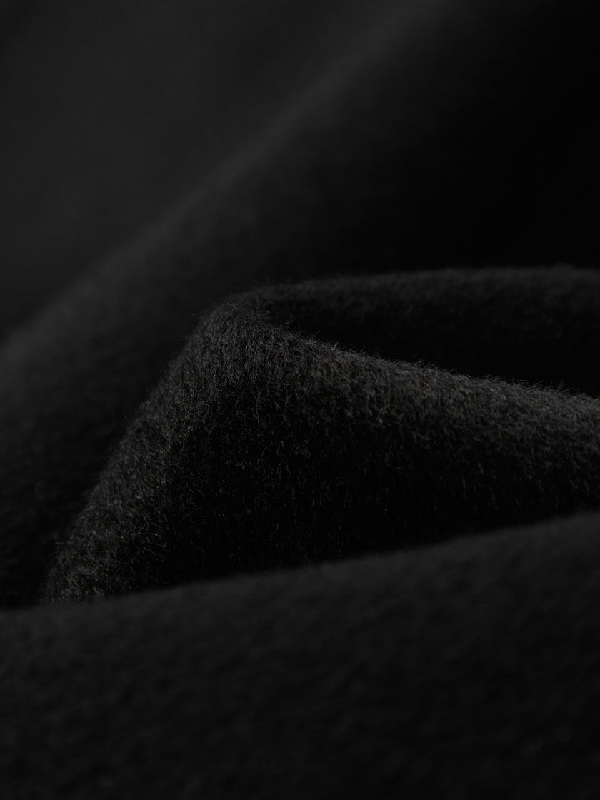 Pure Cashmere Notch-Lapel Midi Belted Coat – Black