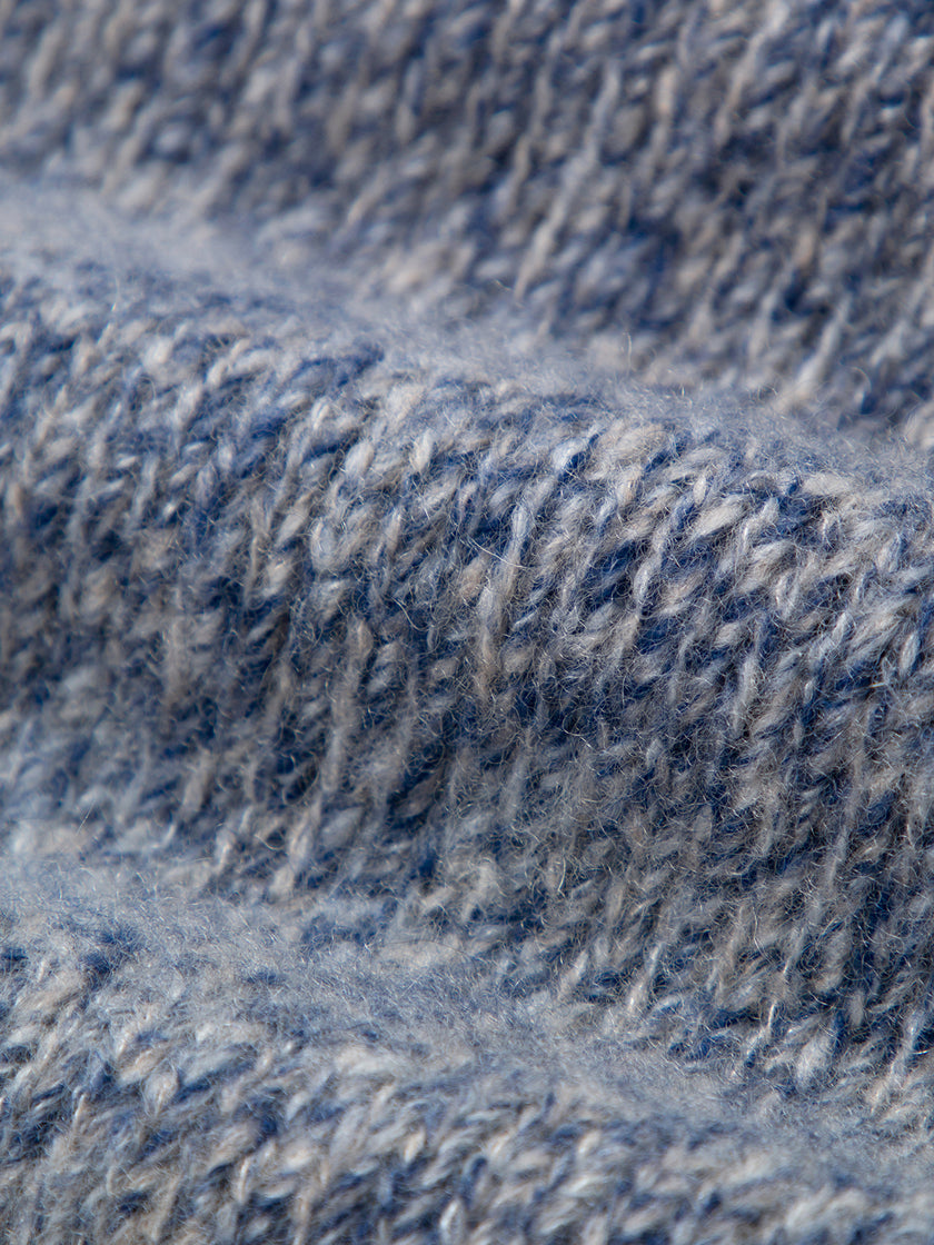 Floral Blue Crewneck Silk-Cashmere Sweater