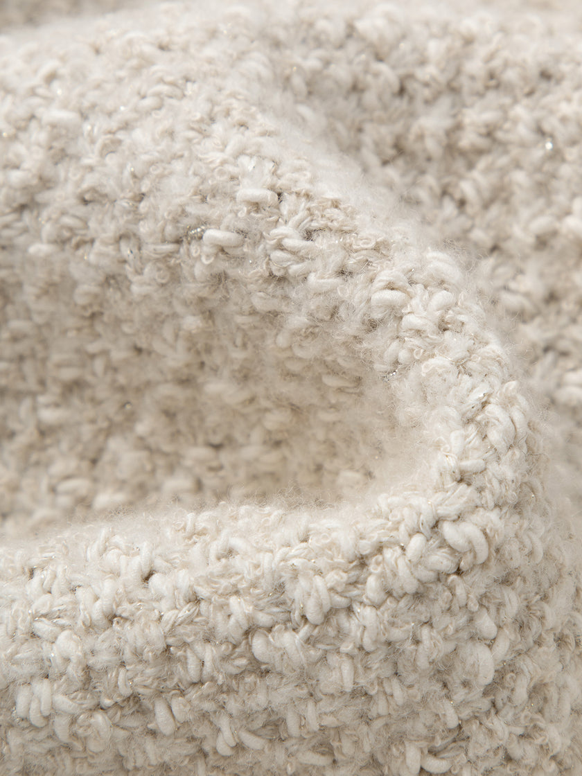 Metallic Thread Crewneck Knit Cardigan